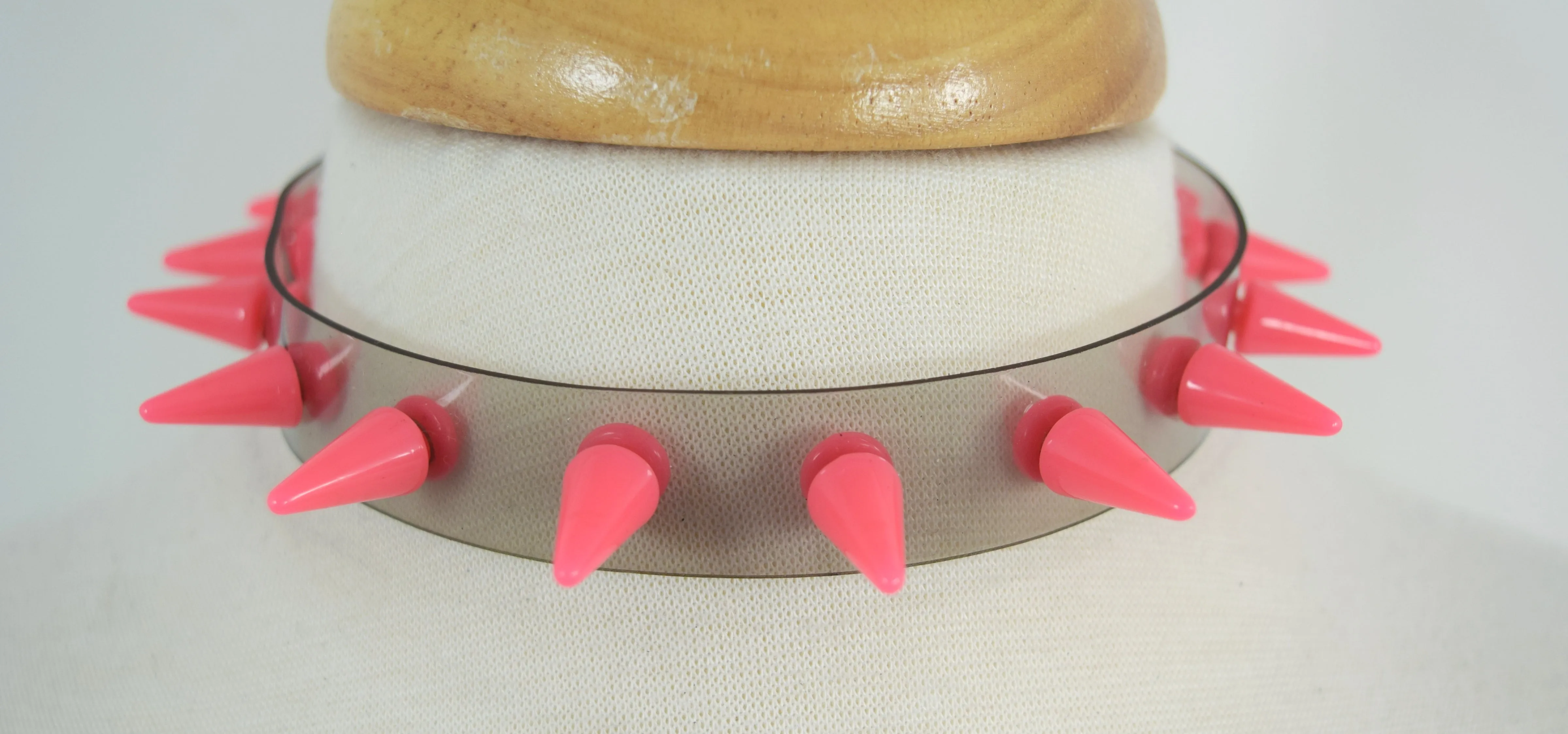 Punk Rave Transparent Clear Neon PVC Spiked Collar Choker Necklace