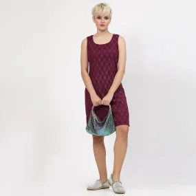 Purple Sleeveless Dress With Lace Fabric