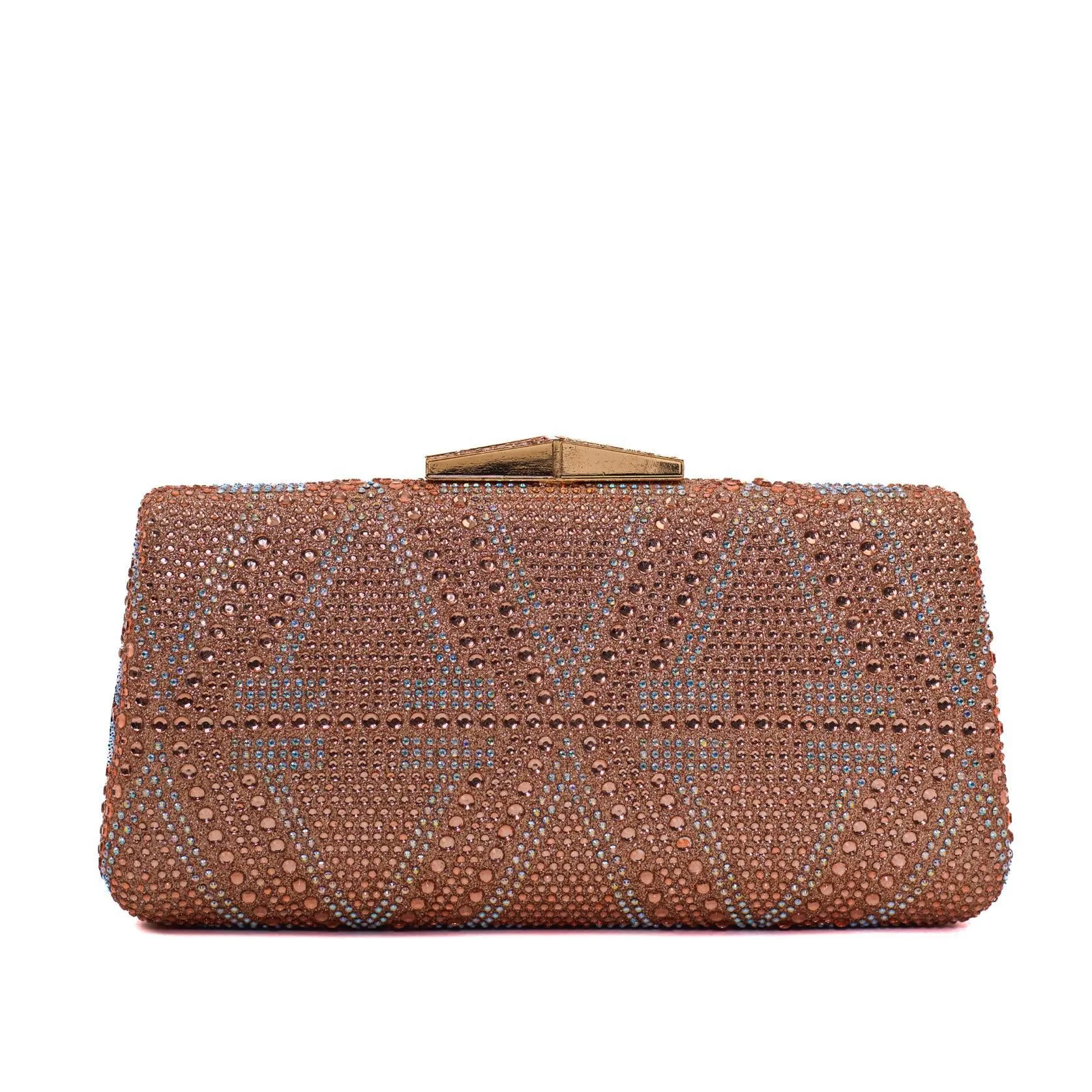 Rose Gold & Silver Diamond Hasp Clutch Purse