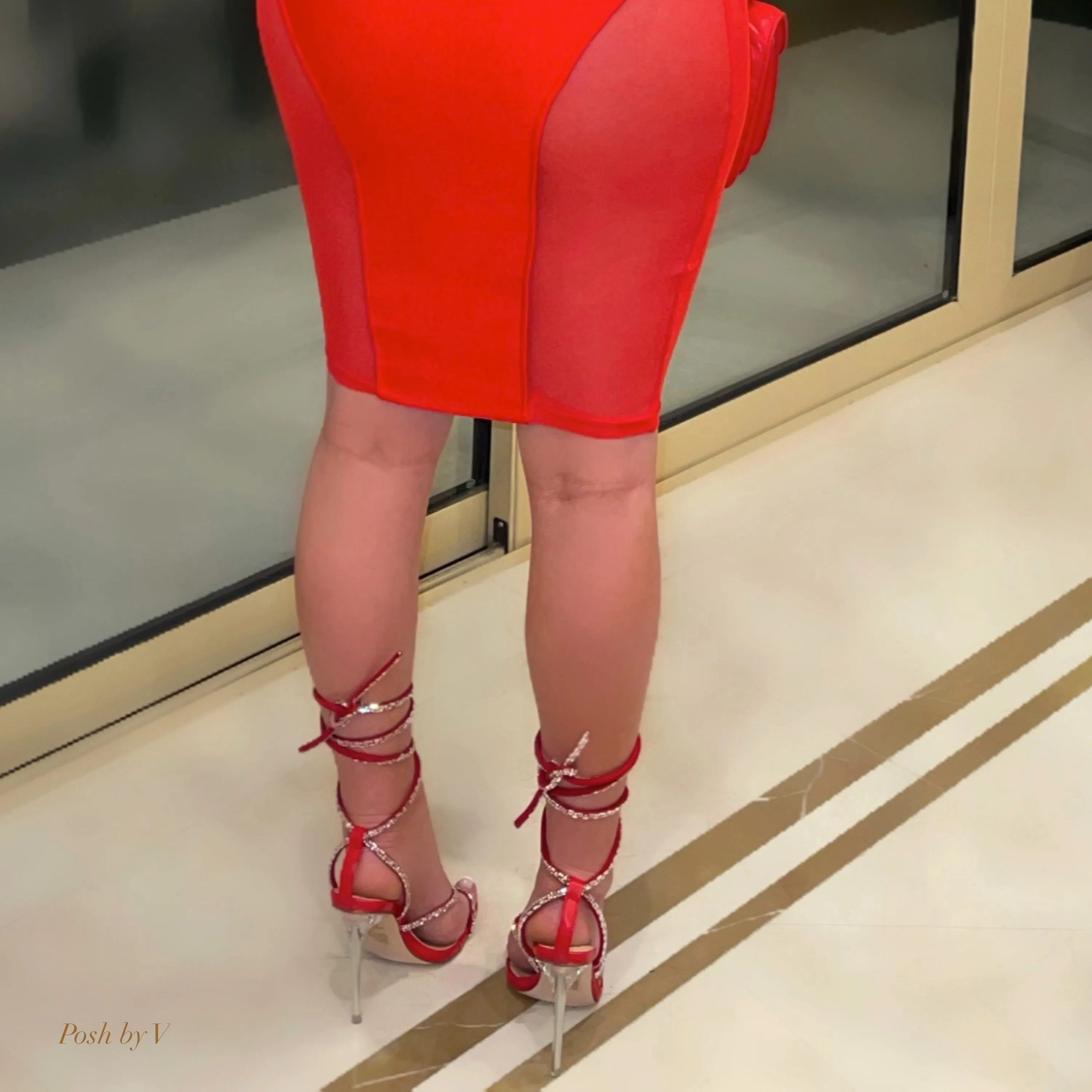 Rouge crystal laced heel (Red)