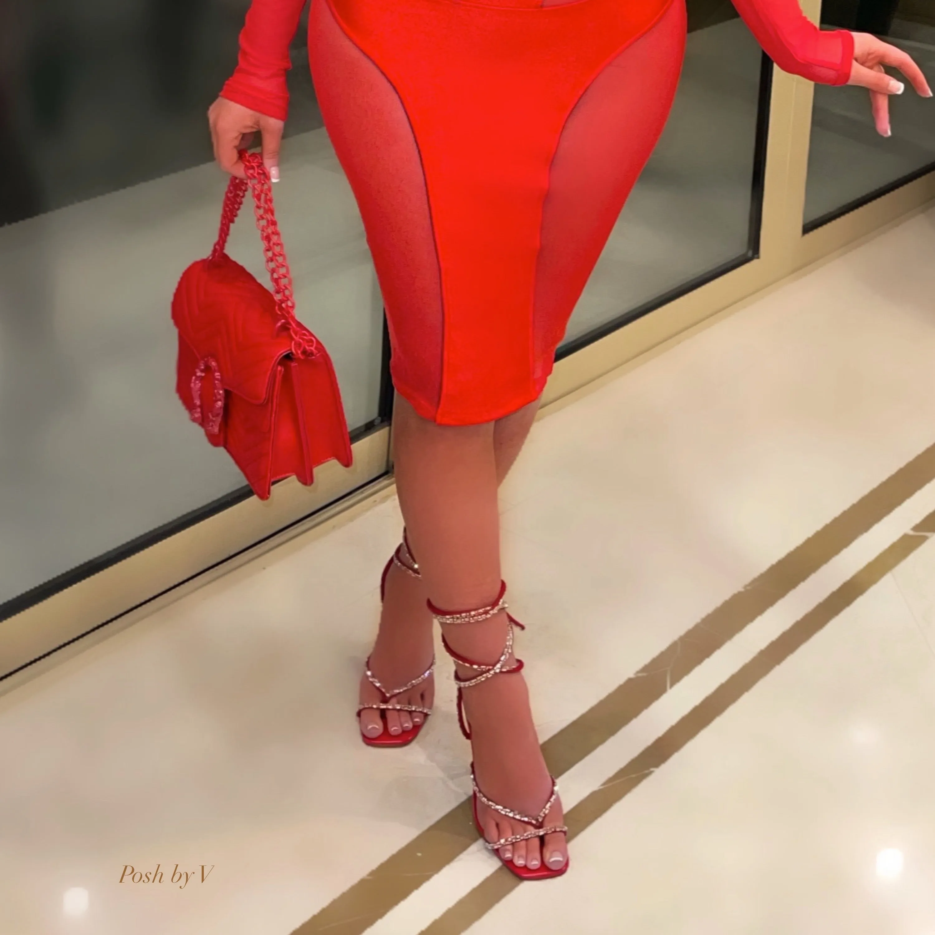 Rouge crystal laced heel (Red)