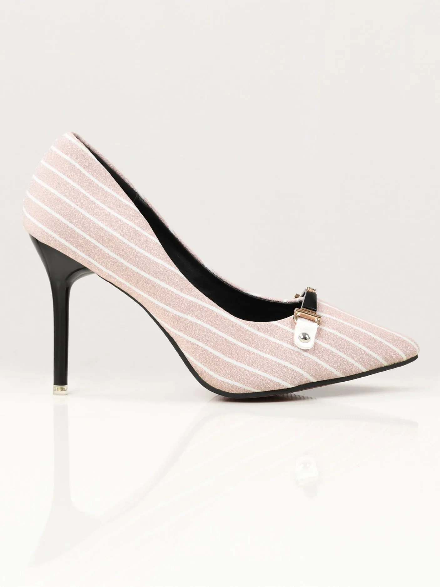 Striped Heels - Baby Pink