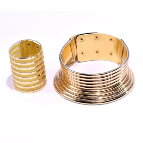 UDDEIN Vintage Statement Choker Necklace & Pendant Gold Color Leather African Jewelry For Women Torques Collar Maxi Necklace Set